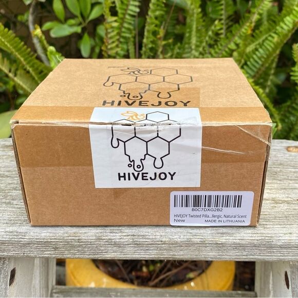 NIB New Hive Joy 100% Organic Honey Beeswax Twisted Pillar Candle Natural Clean - Picture 12 of 12